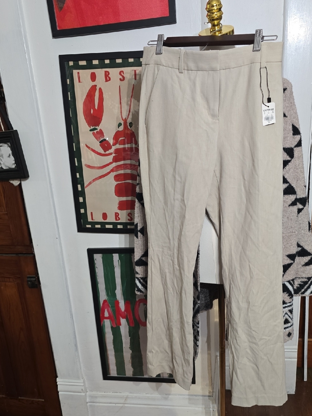 Express Beige Barely Boot Dress Slacks Trousers 8s Nwt